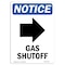 Signmission OSHA Notice Sign, 24" H, 18" W, Rigid Plastic, Gas Shutoff (Right Arrow) Sign With Symbol, Portrait OS-NS-P-1824-V-13027 - alternate 1
